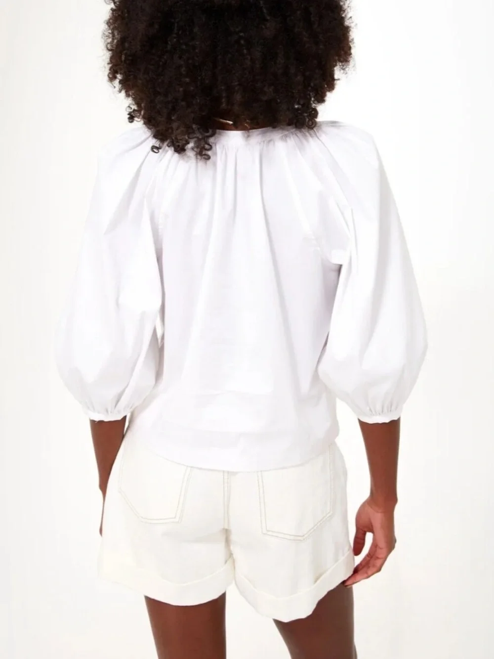 BOGO! Staud Dill Blouse Stretch Cotton Poplin Button Front White Size XS